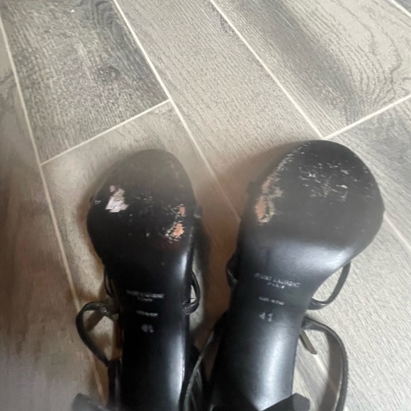 Saint Laurent Black Strappy Heels - Picture 9 of 11